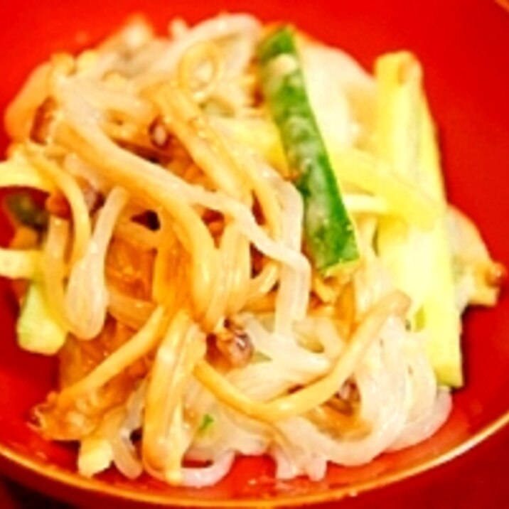 塩麹豆腐クリームで、シラタキと季節野菜の和え物